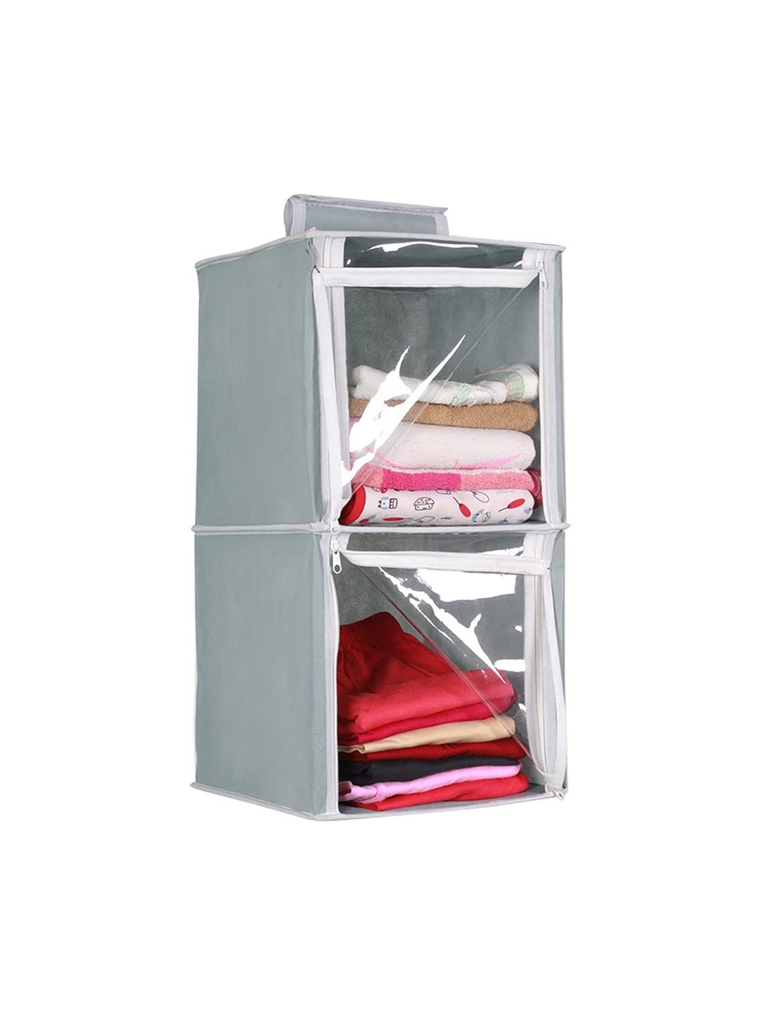

prettykrafts Grey & White 2 Tiers Reusable Multi-Utility Organisers