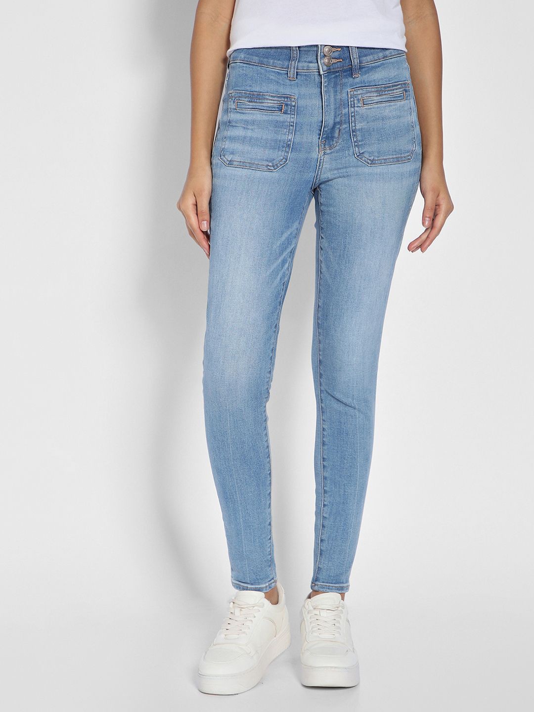 

AMERICAN EAGLE OUTFITTERS Women Slim Fit High-Rise Stretchable Jeans, Blue
