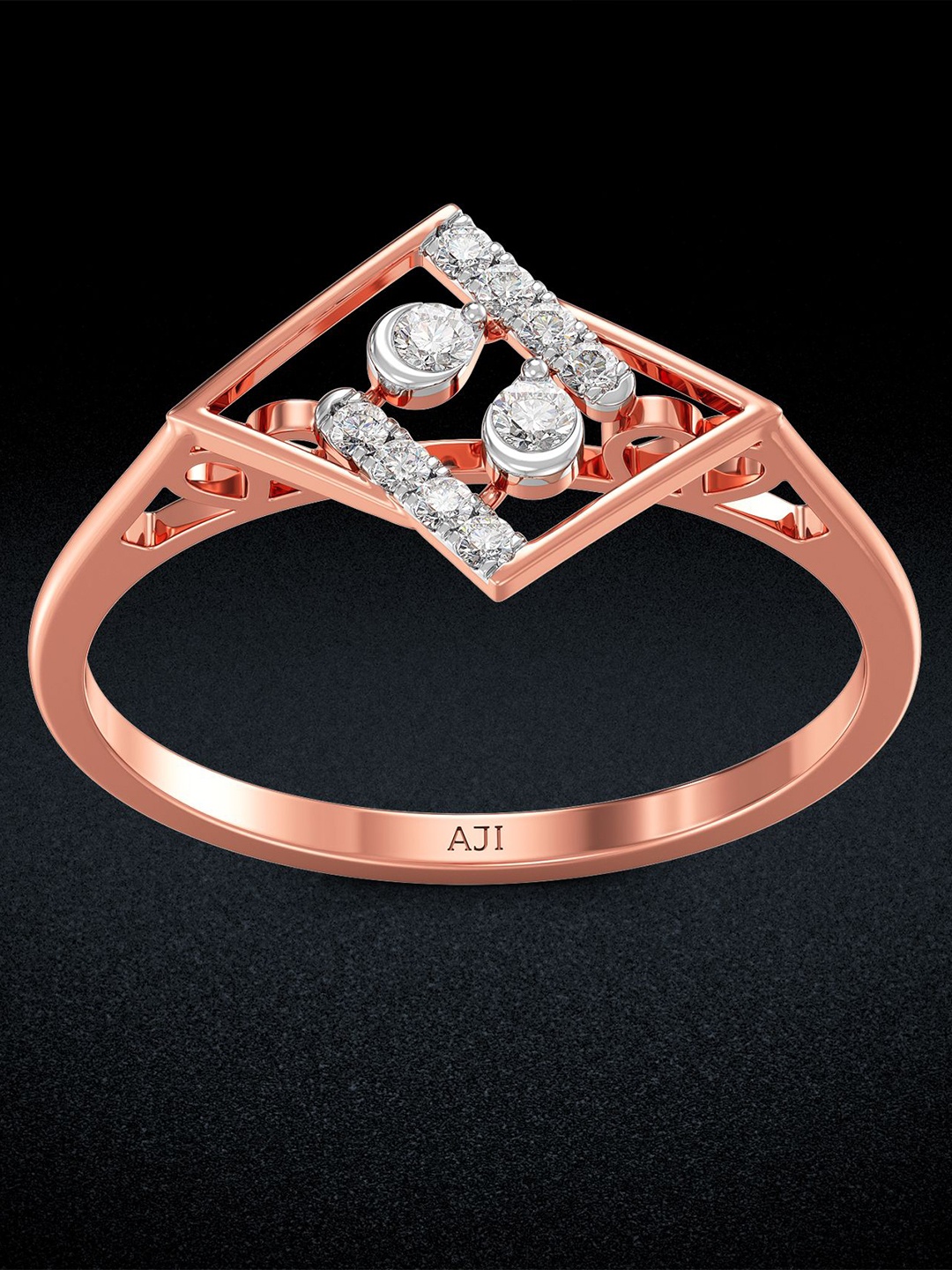 

Joyalukkas Women 18KT Diamond Finger Ring 1.56gm, Rose gold