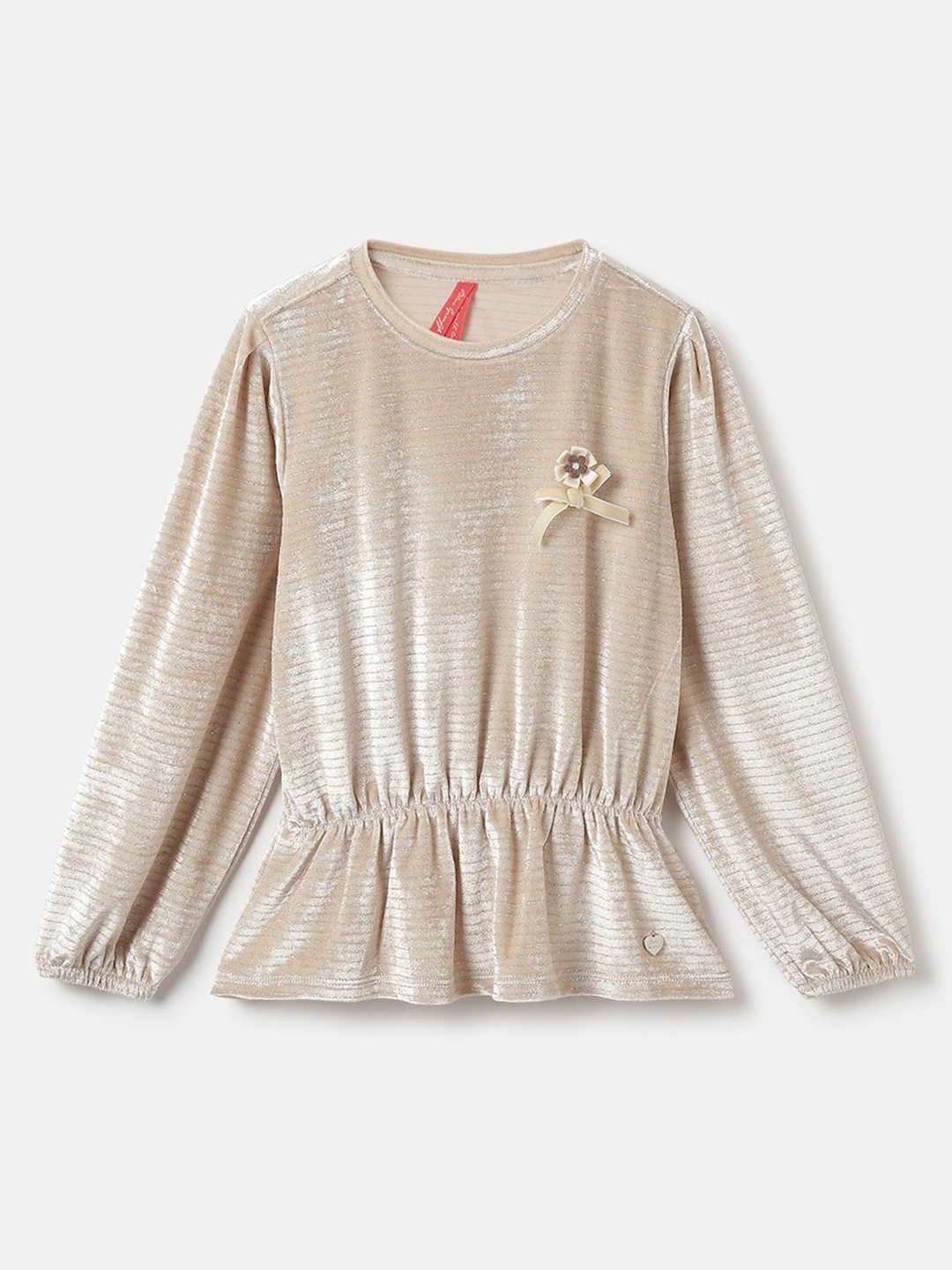 

Blue Giraffe Girls Embellished Round Neck Top, Cream