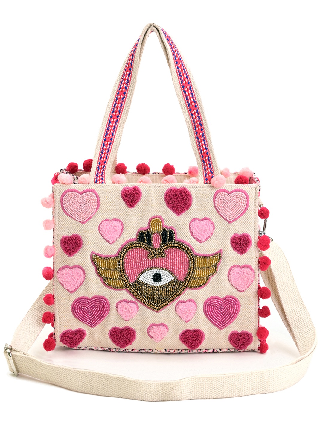 

BohoGirl Women Embellished Shopper Tote Bag, Beige