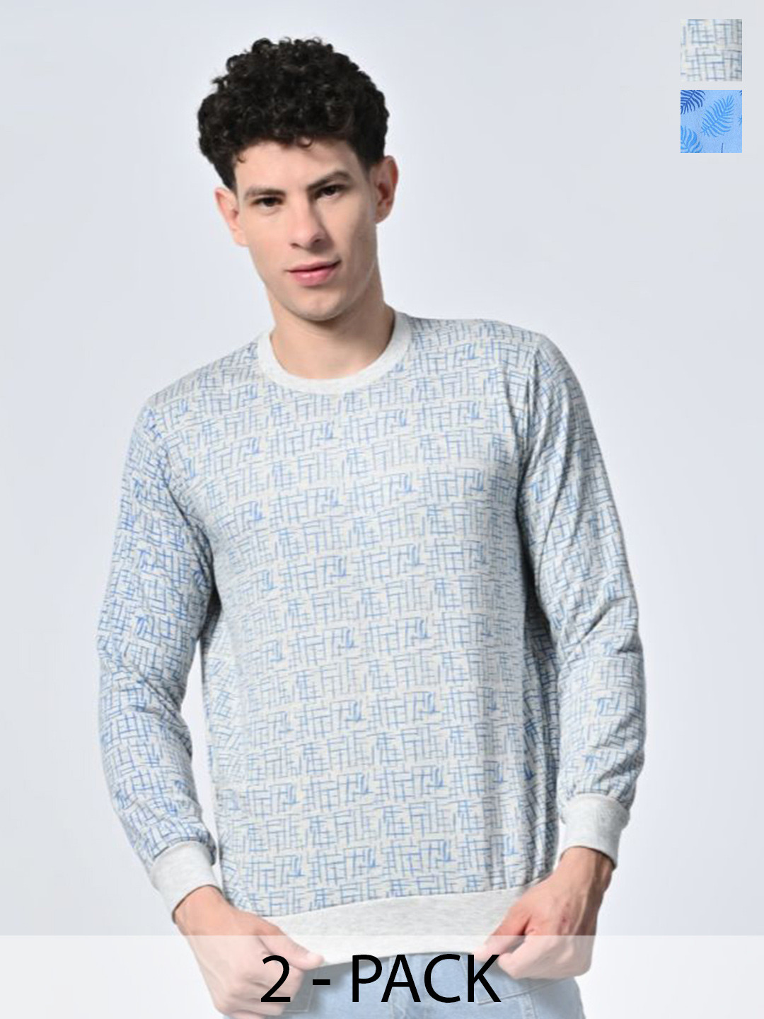 

BAESD Men Abstract Printed Round Neck Fleece Pullover Ribbed Sweatshirt, Grey