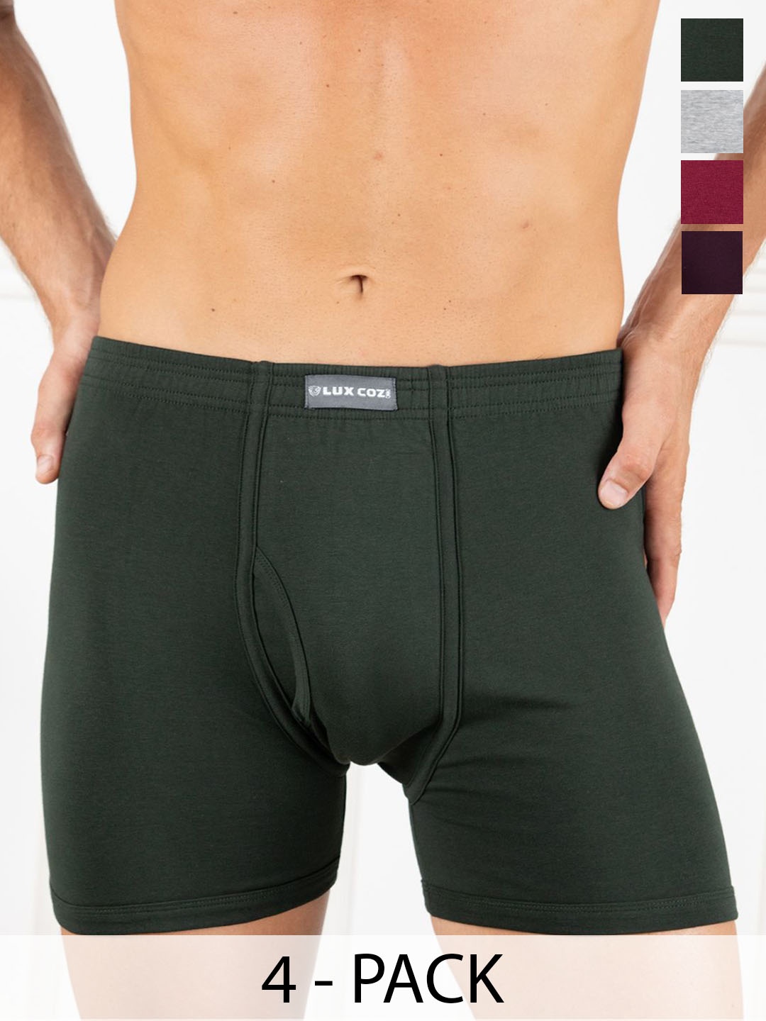 

Lux Cozi Pack Of 4 Men Assorted Cotton Breathability Trunk, Green