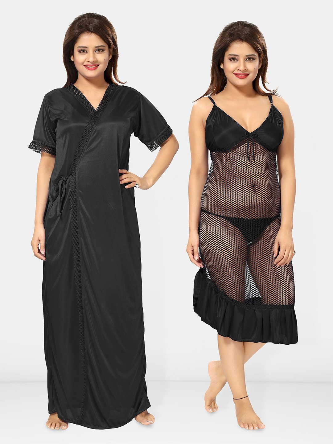 

Be You V-Neck Maxi Wrap Nightdress, Black