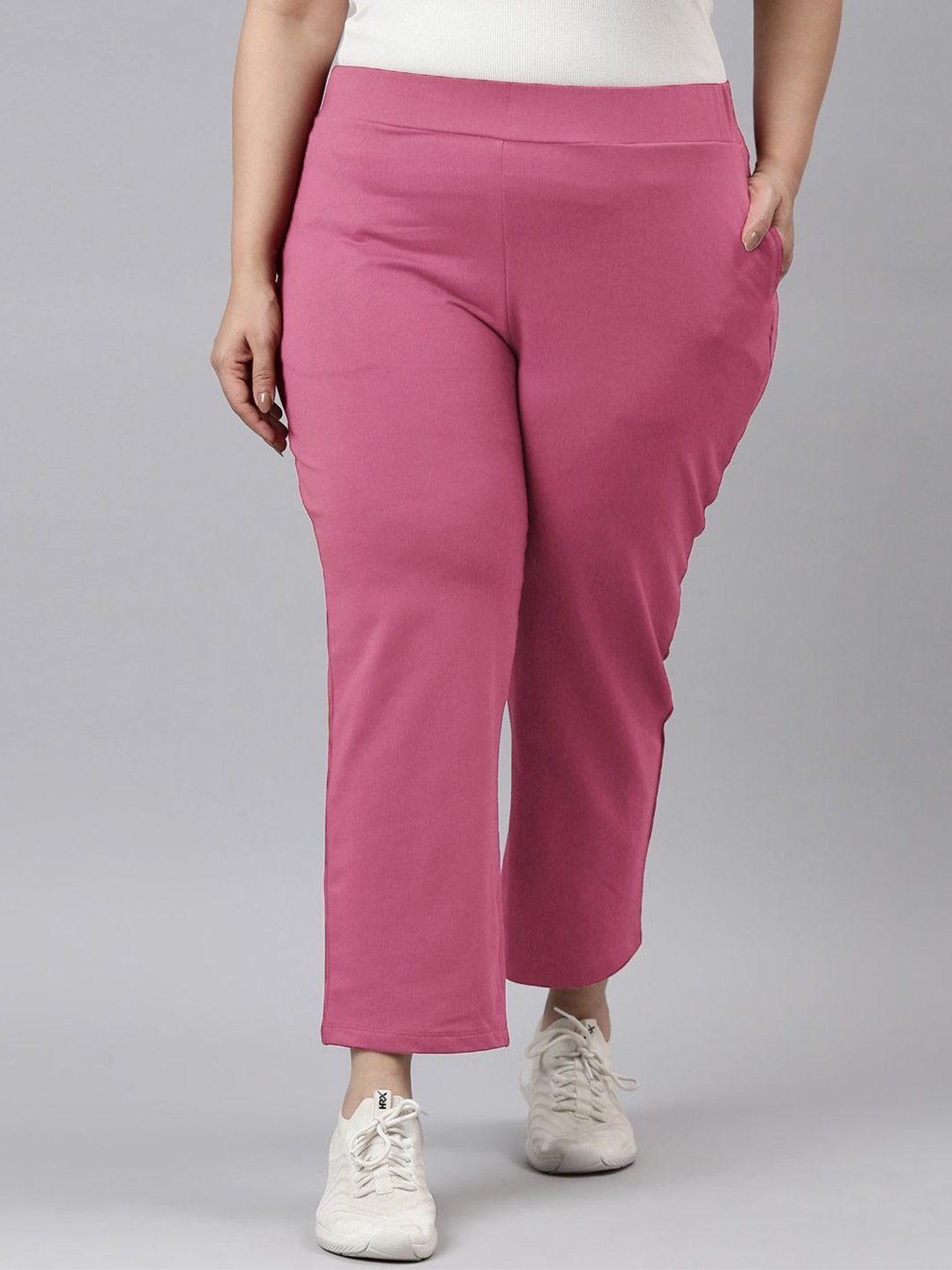 

The Pink Moon Women Plus Size Cotton Relaxed Fit Mid- Rise Track Pants