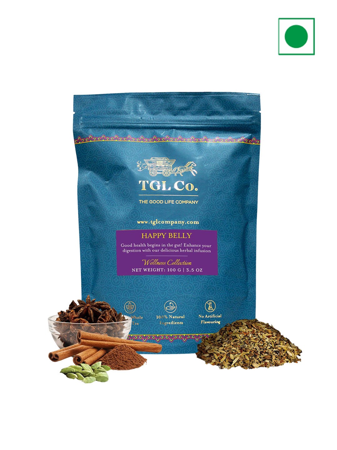 

TGL Co. Happy Belly Loose Leaf Tea- 100 gms, Green