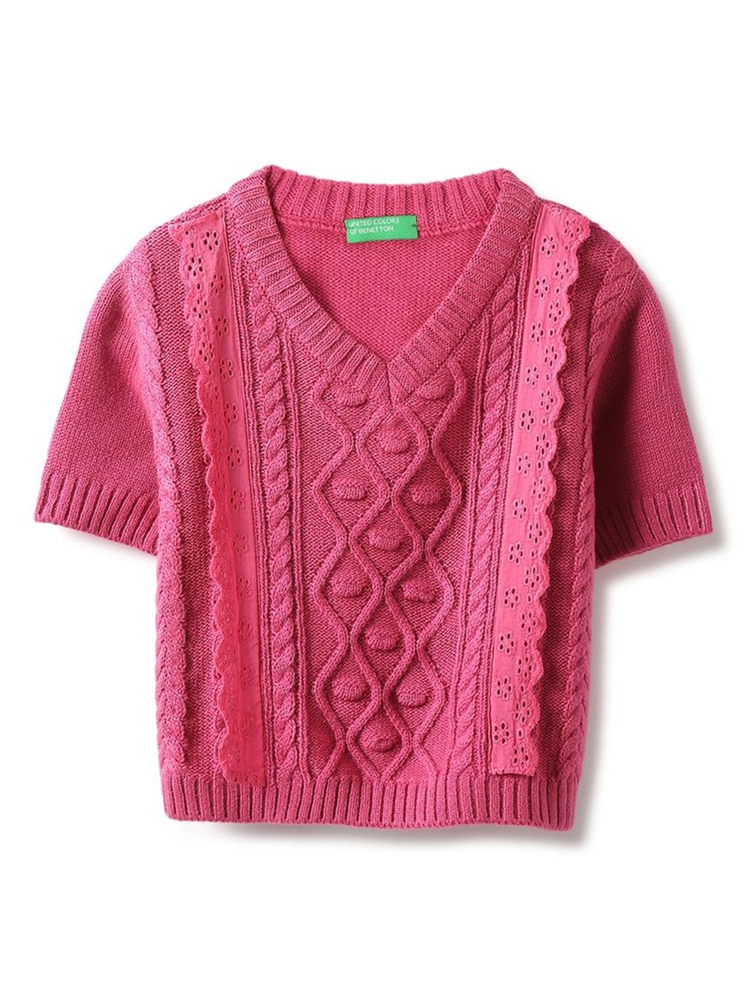 

United Colors of Benetton Girls Floral Pullover, Pink