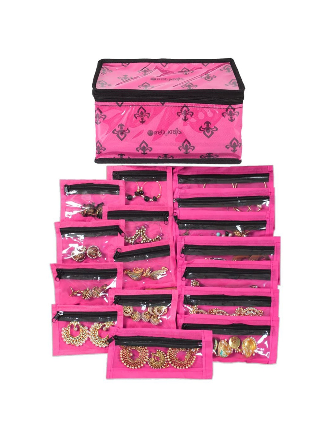 

prettykrafts Pink & Black Reusable Jewellery Organisers