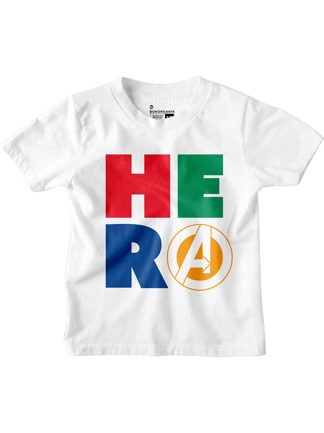 

BonOrganik Boys Typography Printed Round Neck Cotton T-shirt, White