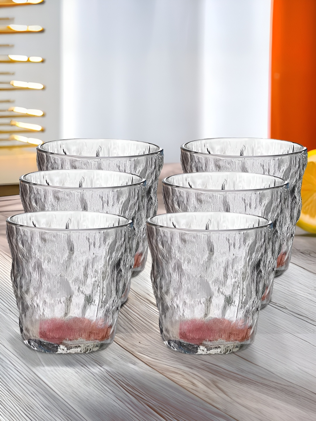 

The Better Home Grey 6 Pieces Textured Dishwasher Safe Juice Glasses 270ml