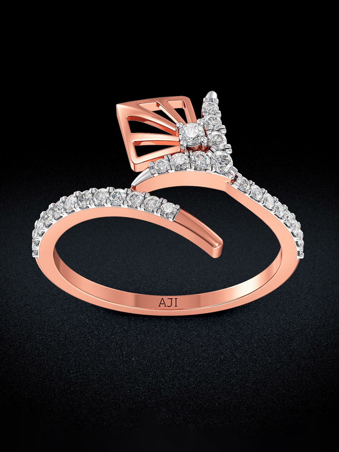 

Joyalukkas 18KT Finger Diamond Ring, Rose gold