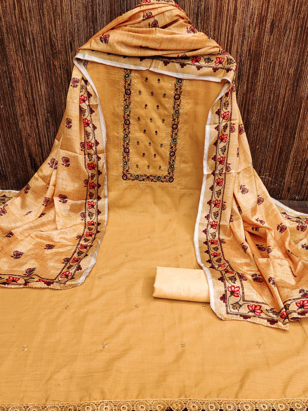 

LeeliPeeri Designer Embroidered Unstitched Dress Material, Yellow