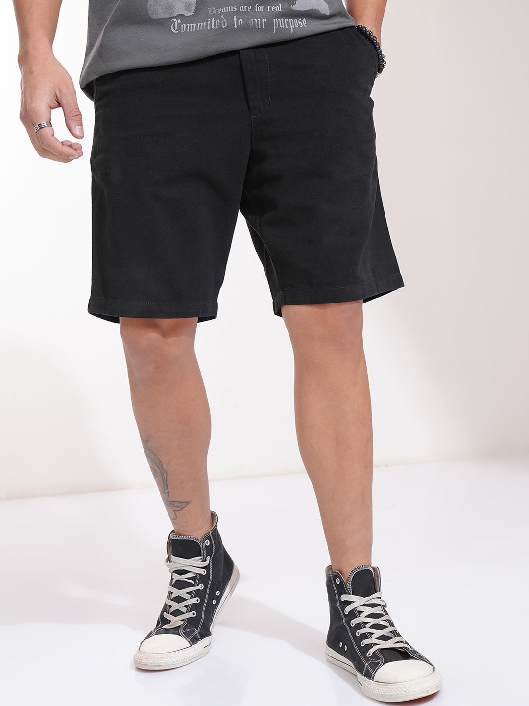 

HIGHLANDER Men Solid Cotton Shorts, Black