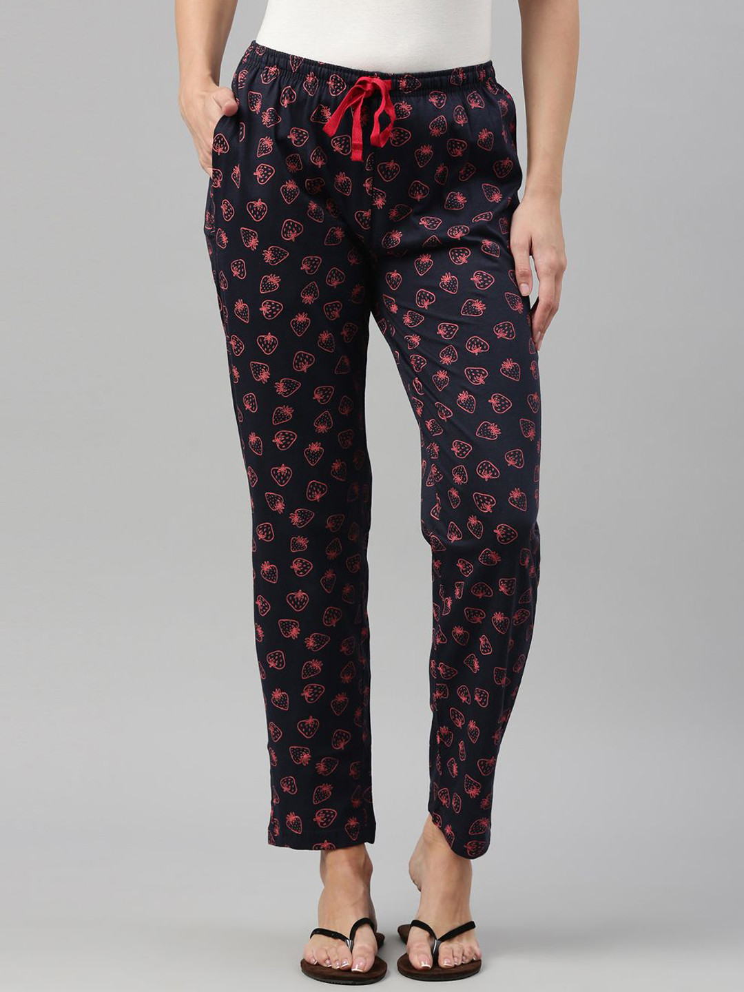 

Kryptic Women Printed Relaxed Fit Cotton Lounge Pants, Navy blue