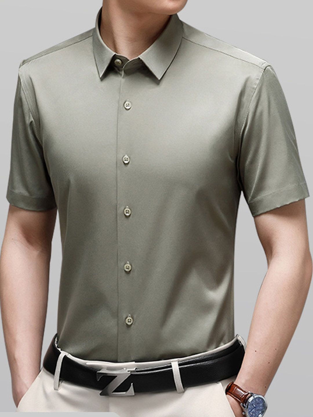 

StyleCast Men Cutaway Collar Solid Cotton Formal Shirt, Green