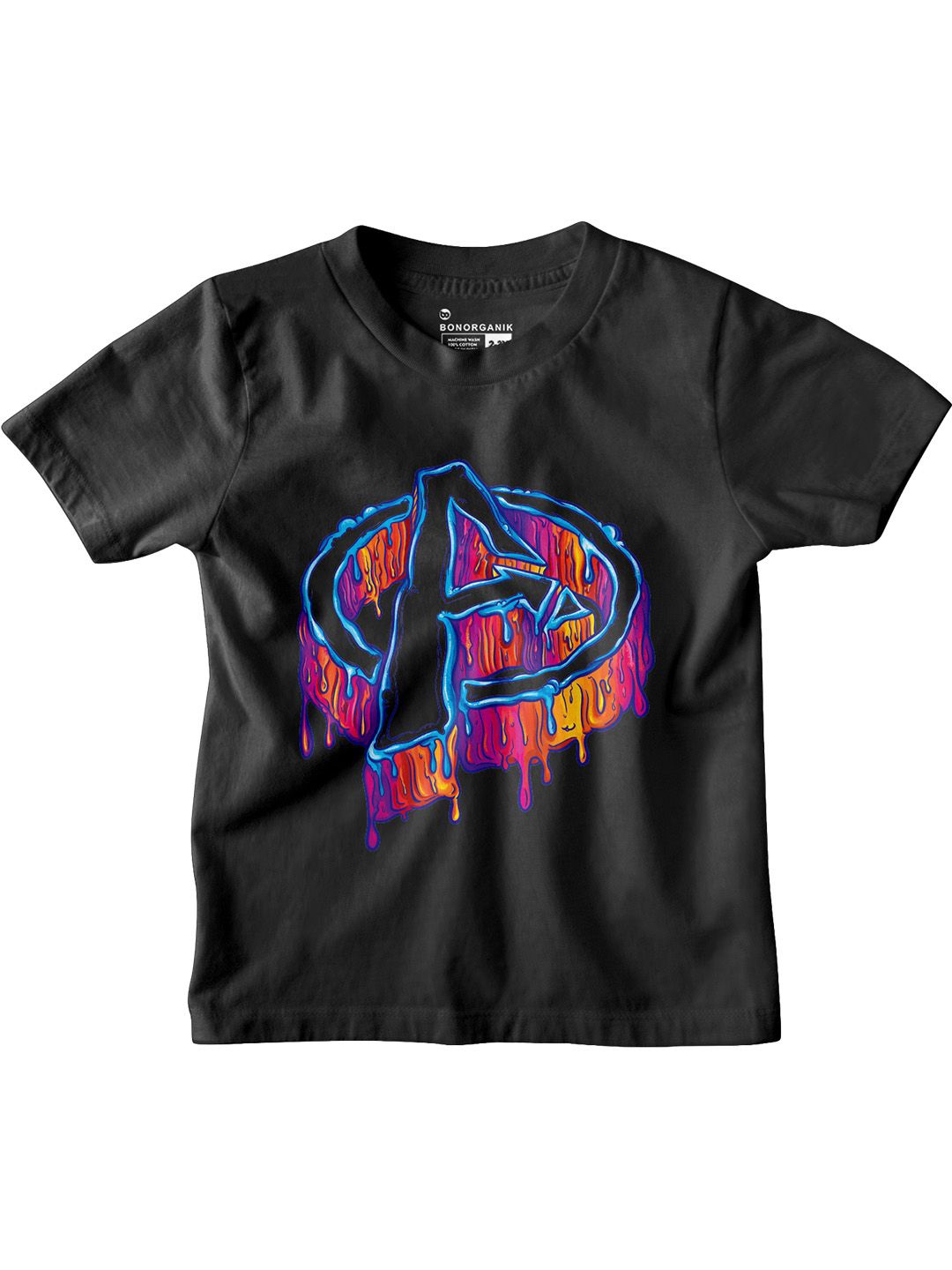 

BonOrganik Boys Cotton Graphic Printed T-shirt, Black