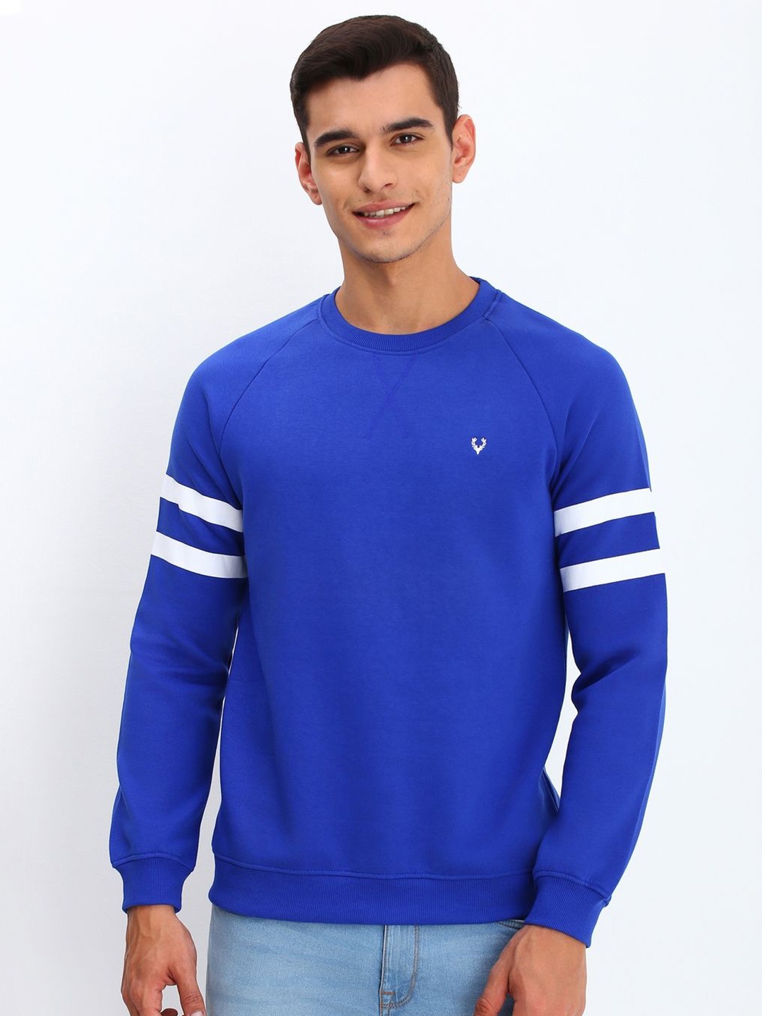 

Allen Solly Men Solid Round Neck Cotton Pullover Sweatshirt, Blue