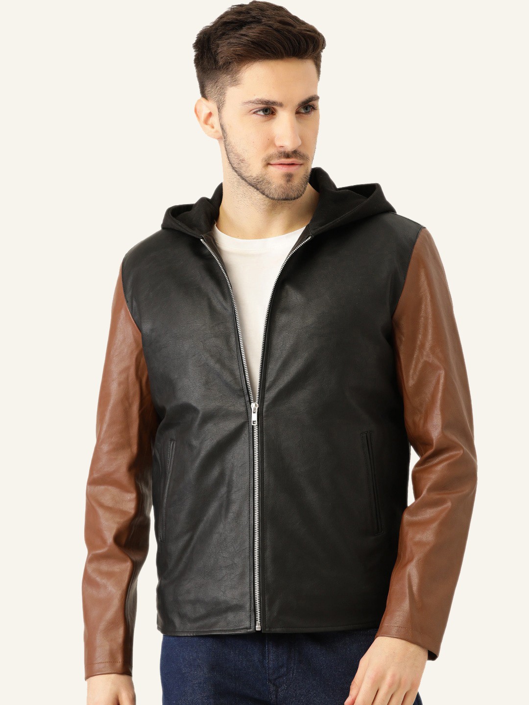 

Leather Retail Men Biker Jacket, Black