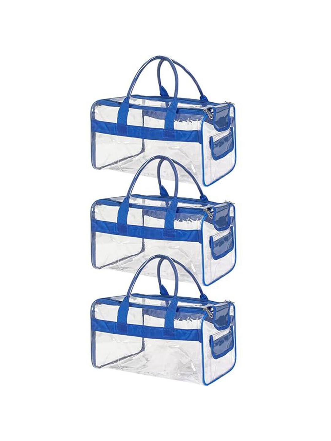 

prettykrafts Blue & Transparent 3 Pieces Reusable Multi-Utility Organisers