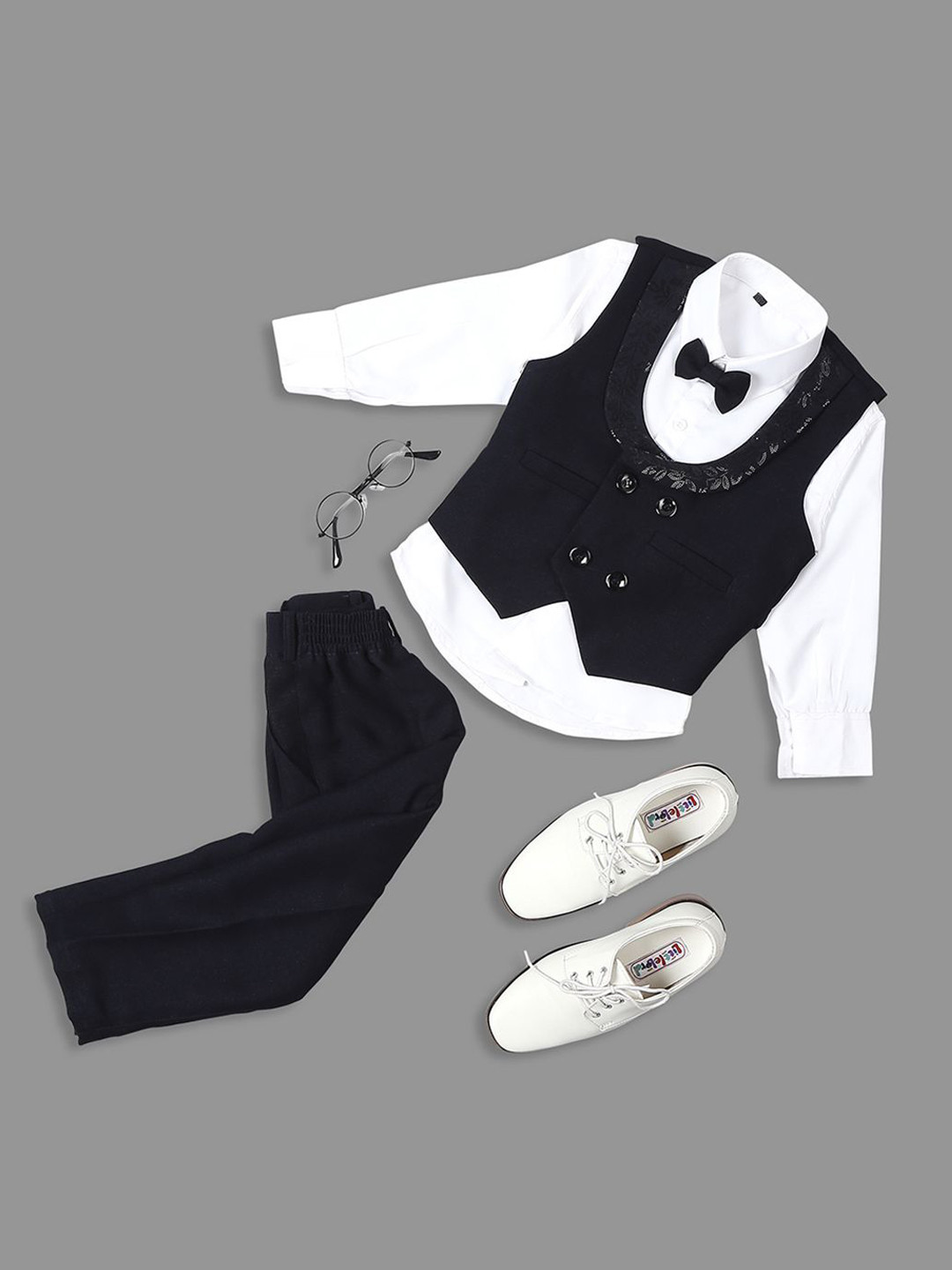 

YK Infant Boys Double Breasted 4 Piece Suits, Black