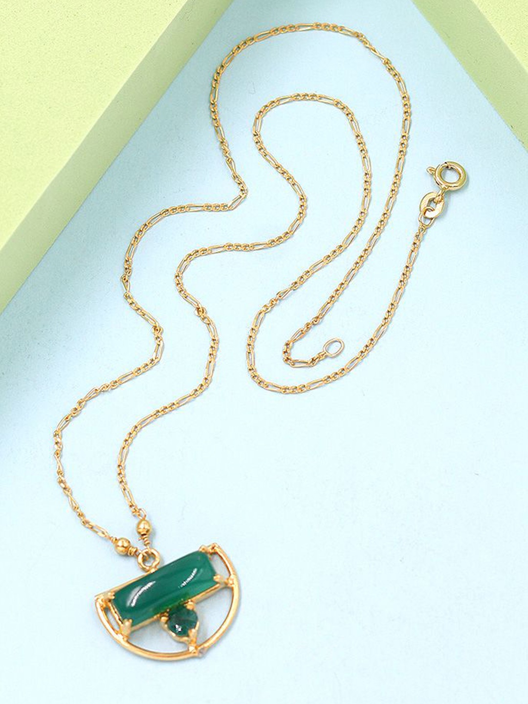 

SANGEETA BOOCHRA Silver Gold-Plated Quartz Studded Pendant With Chain