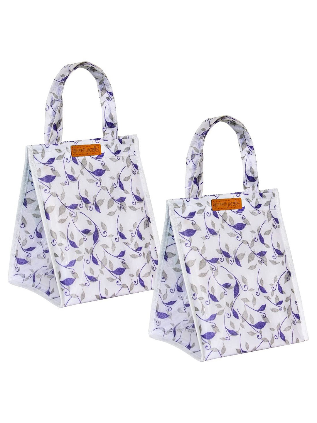 

prettykrafts 2-Pcs Purple & Grey Printed Lunch Bag