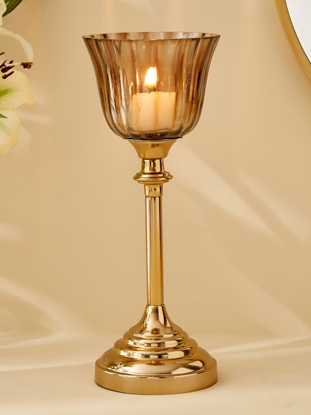 

Home Centre Heritage Renew Jive Gold-Toned and Transparent Glass Votive Candle Holder