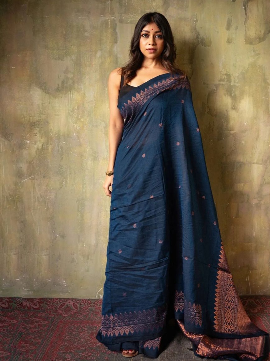 

zinzraa Woven Design Zari Pure Silk Kanjeevaram Saree, Teal