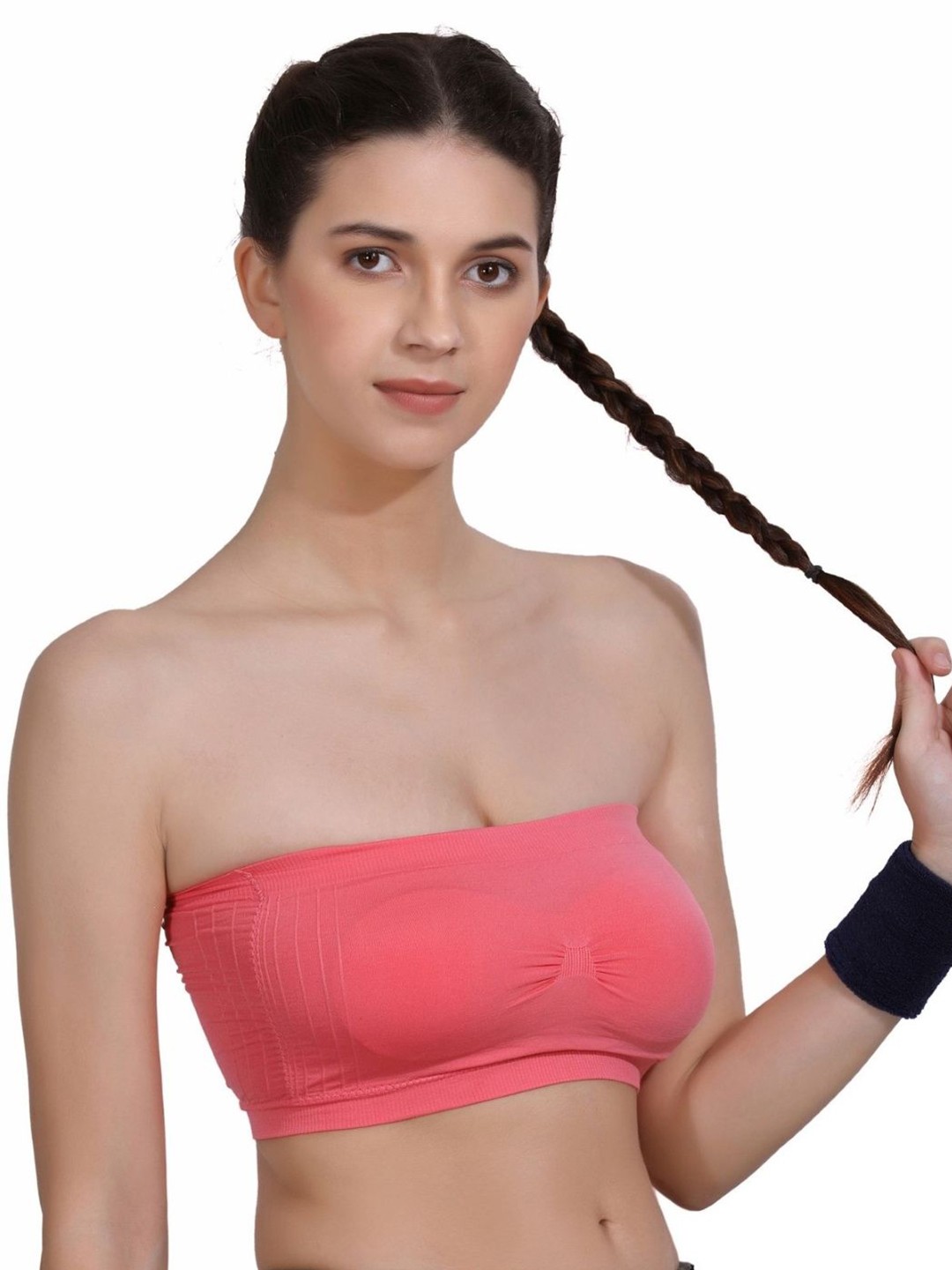 

Poftik Full Coverage Lightly Padded Bandeau Bra, Peach
