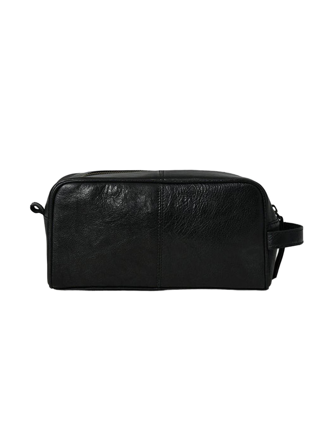 

MaheTri Unisex Textured Leather Toiletry Pouch, Black