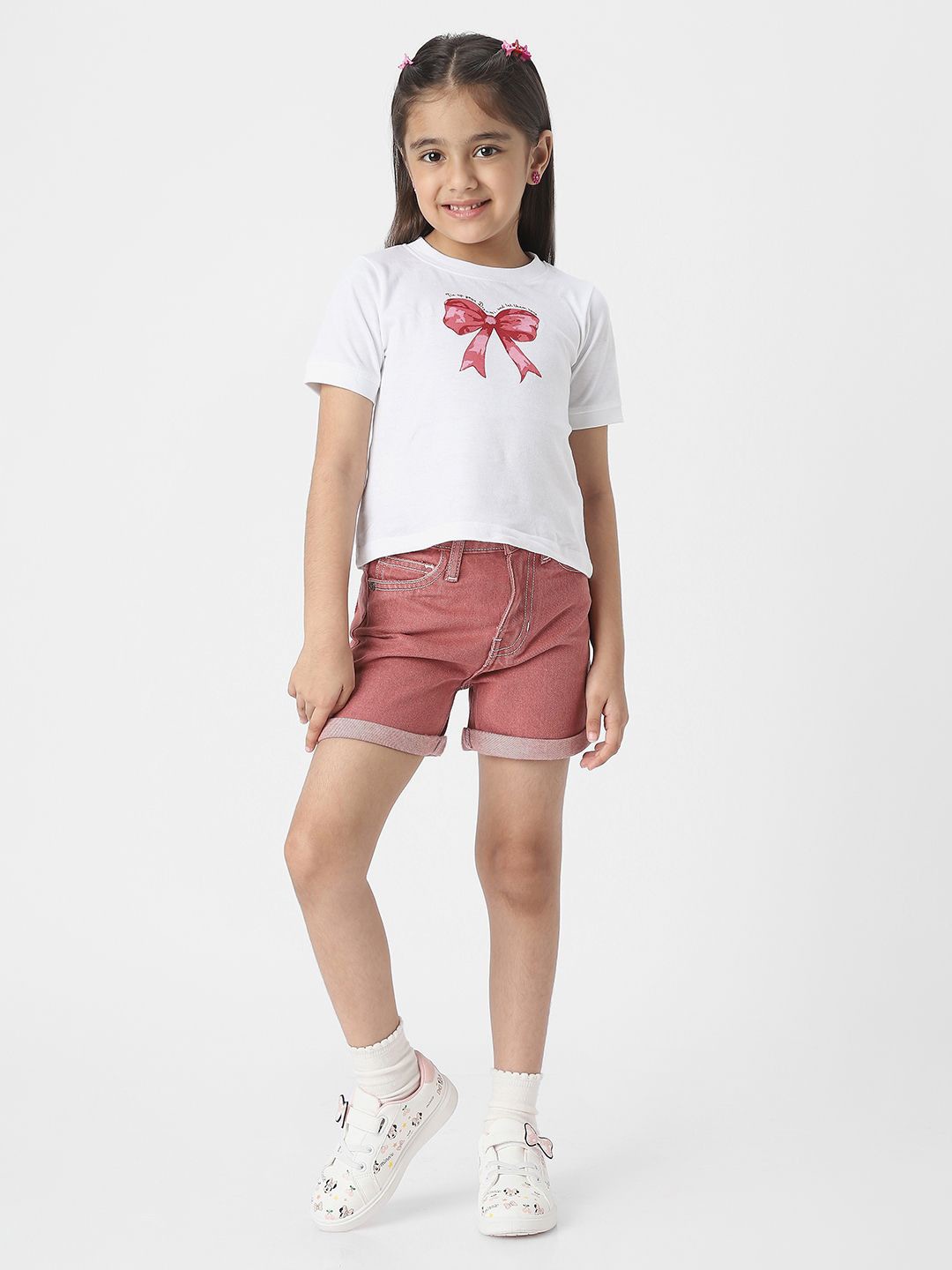 

Nautinati Girls' Cotton Combo Set of Top and Shorts, White