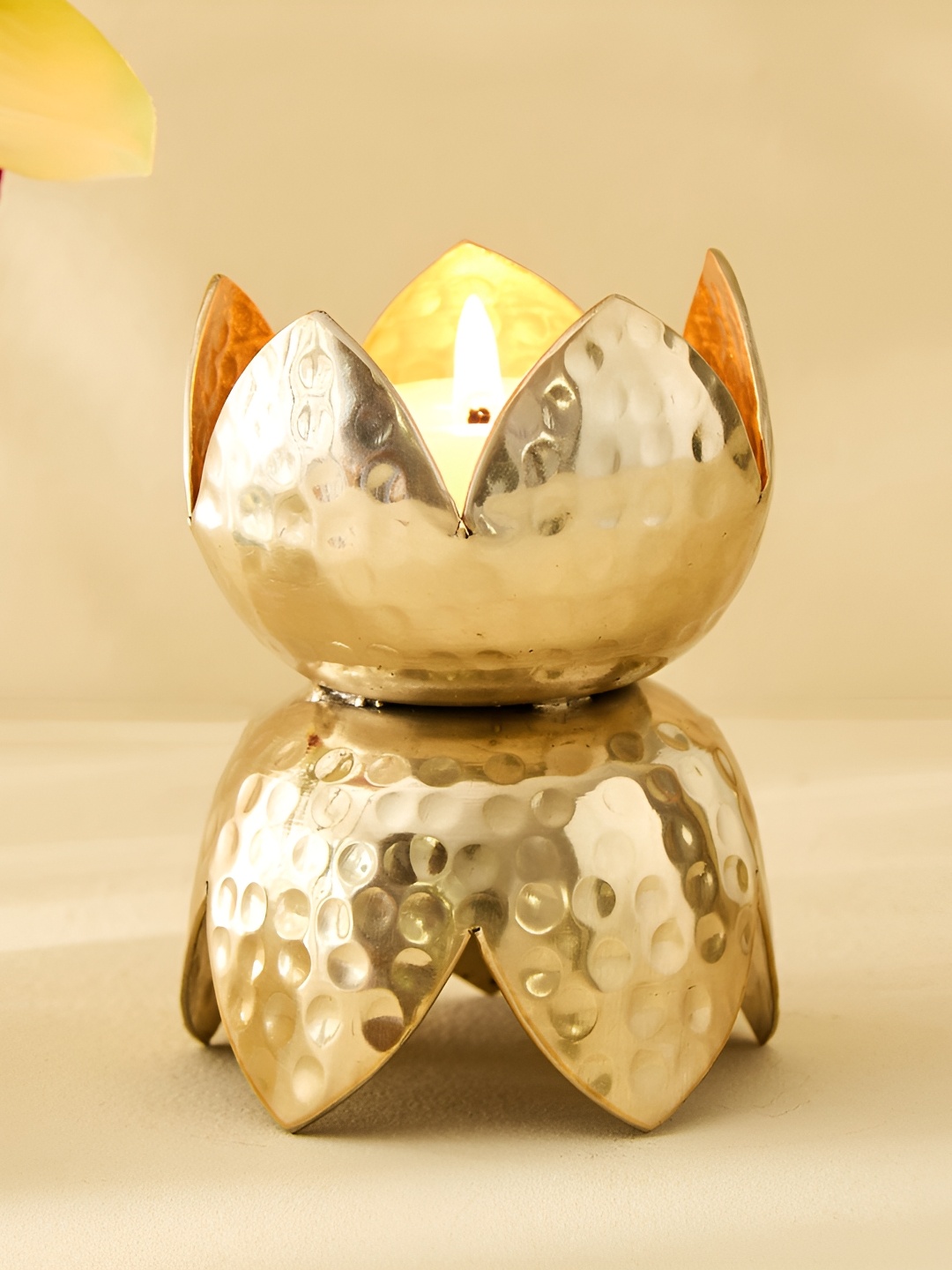 

Home Centre Corsica Kamal Gold-Toned Metal Hammered Votive Candle Holder