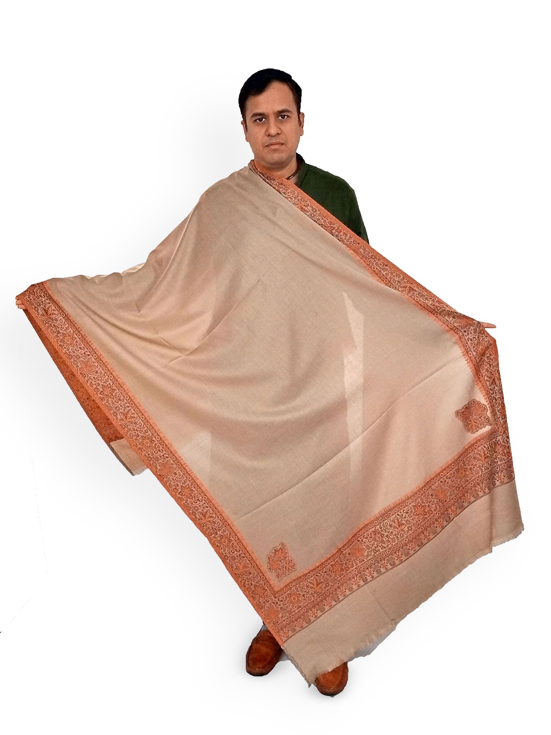 

Vrinde Men Ethnic Motifs Printed Woollen Shawl, Beige