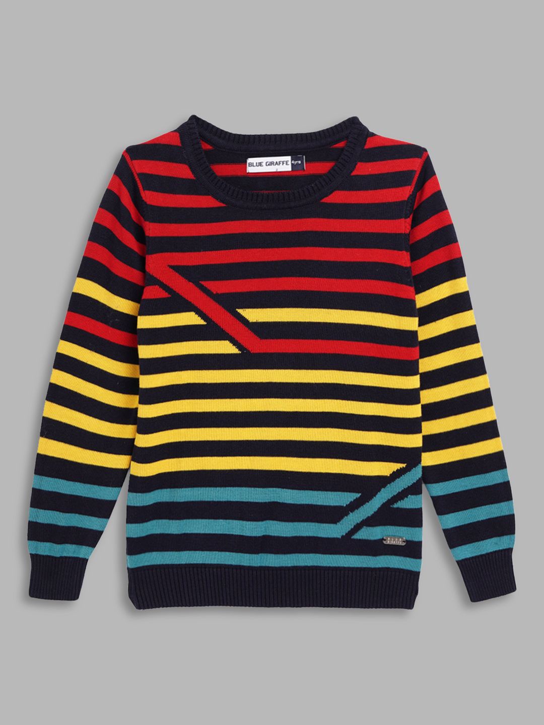 

Blue Giraffe Boys Striped Pullover, Yellow