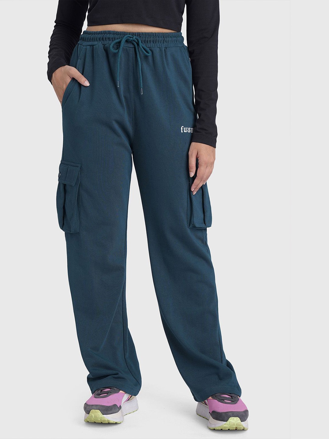 

FUAARK Women Mid Rise Training or Gym Track Pants, Navy blue