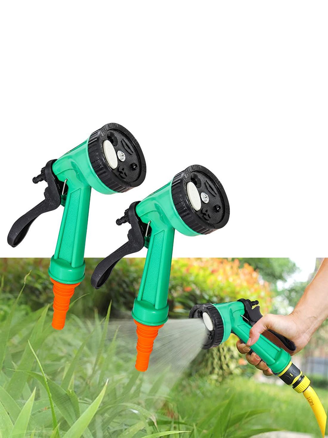 

prettykrafts Green & Black 2 Pieces Adjustable Nozzle Hose Spray