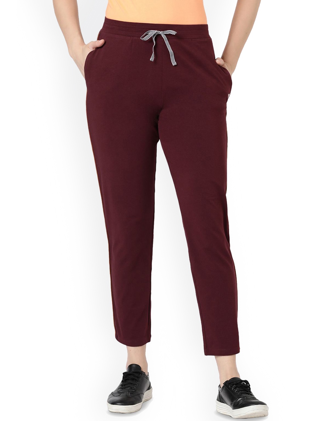 

BLOSSOM Women Solid Relaxed-Fit Track Pants, Maroon