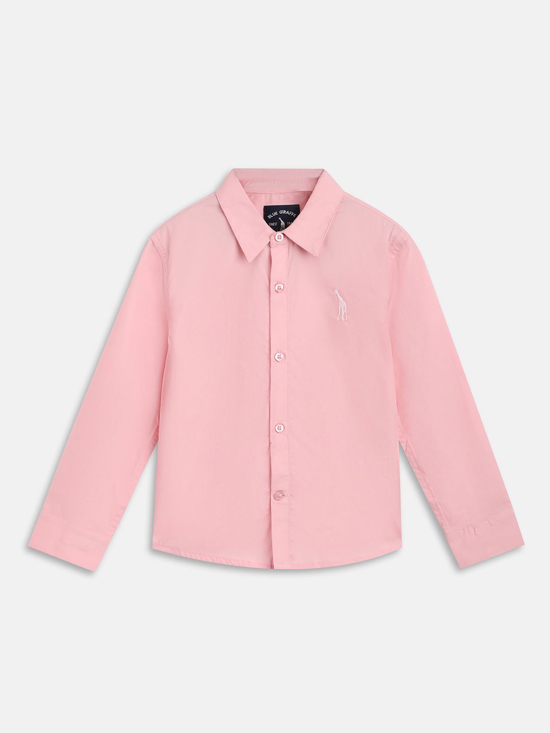 

Blue Giraffe Boys Cutaway Collar Solid Cotton Casual Shirt, Pink
