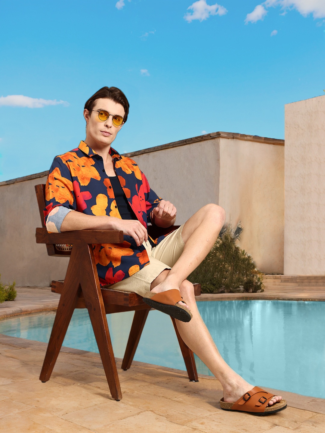 

Mast & Harbour Floral Opaque Printed Casual Shirt, Navy blue