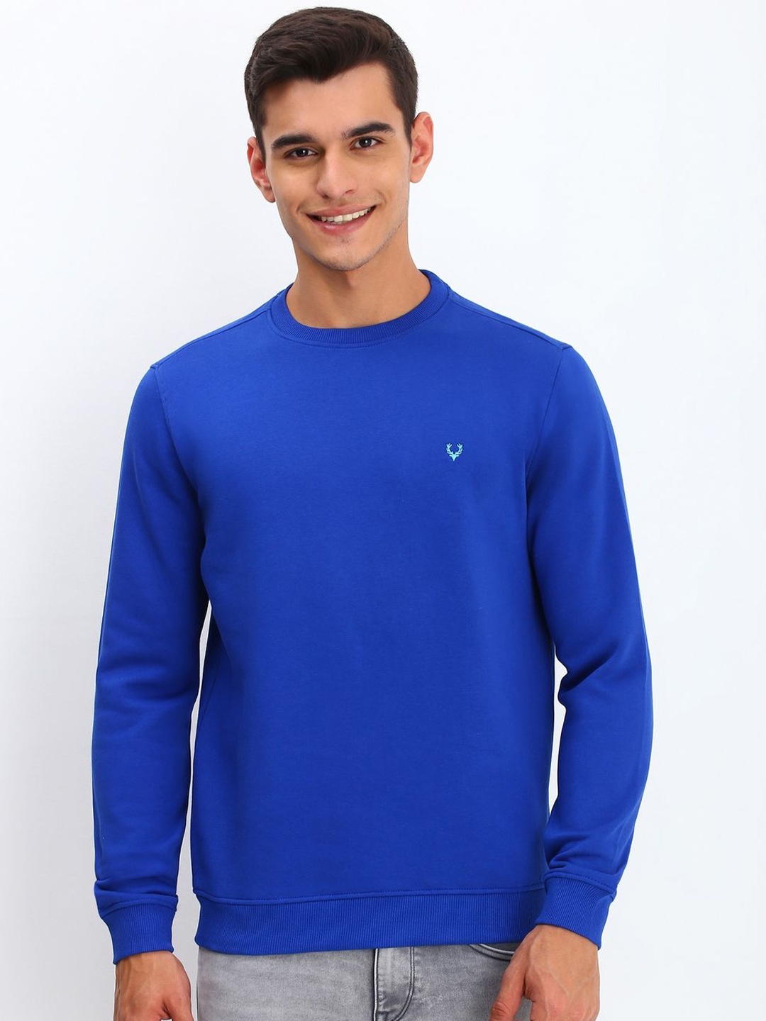 

Allen Solly Men Solid Round Neck Cotton Pullover Sweatshirt, Blue