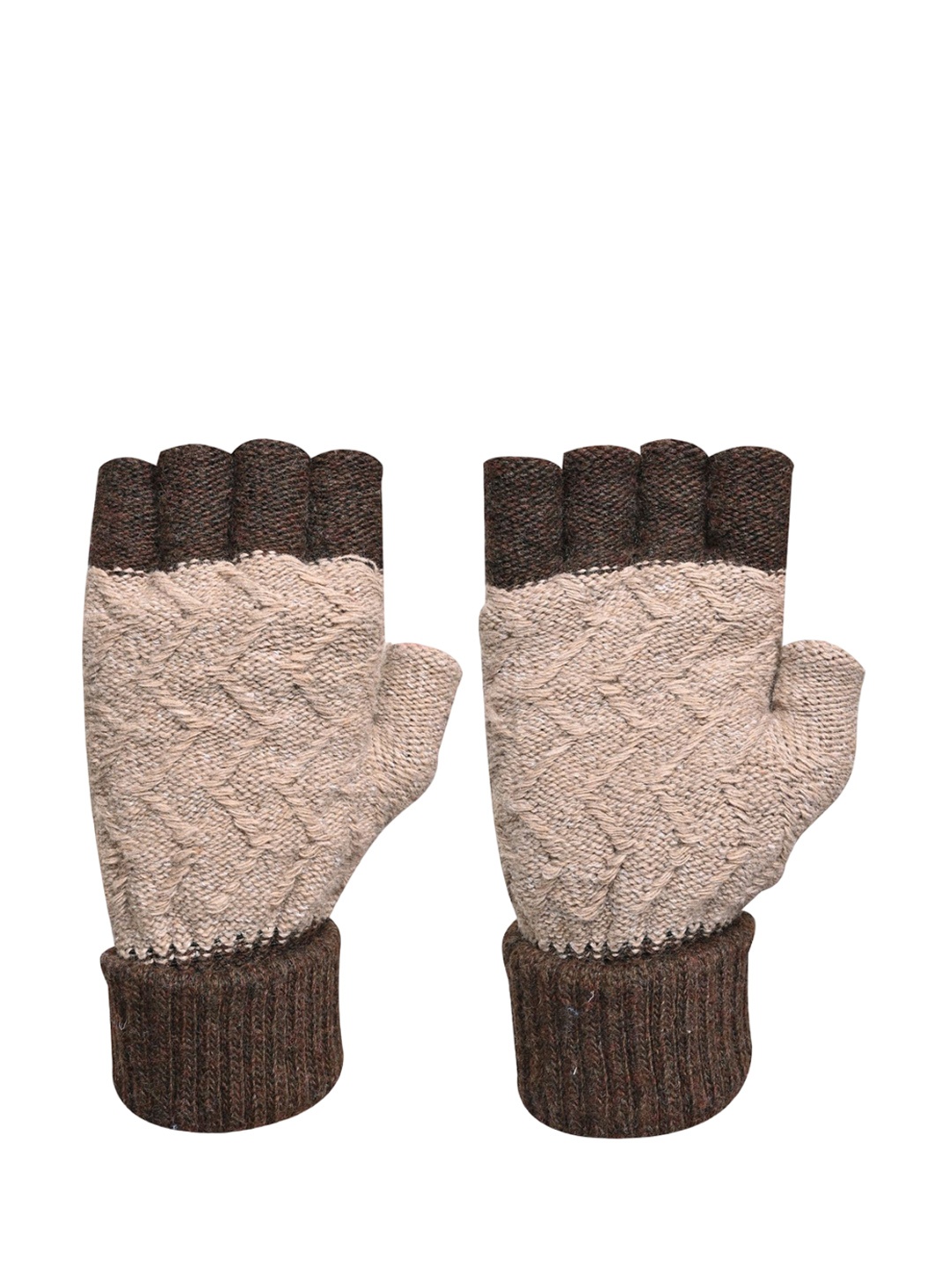 

LOOM LEGACY Men Patterned Winter Fingerless Gloves, Grey