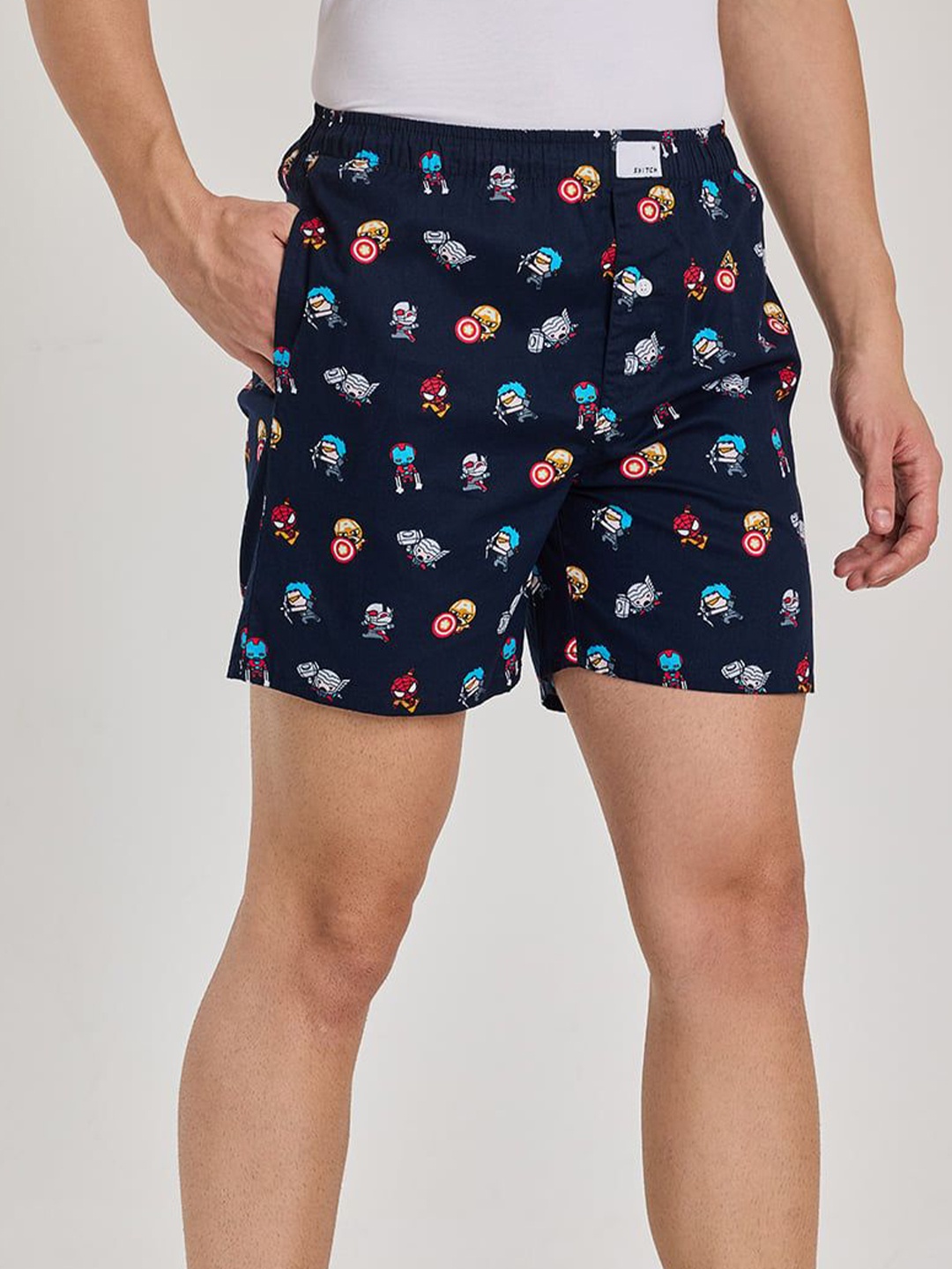 

Snitch Men Printed Pure Cotton Boxers 4MSBX9254-01-S, Navy blue