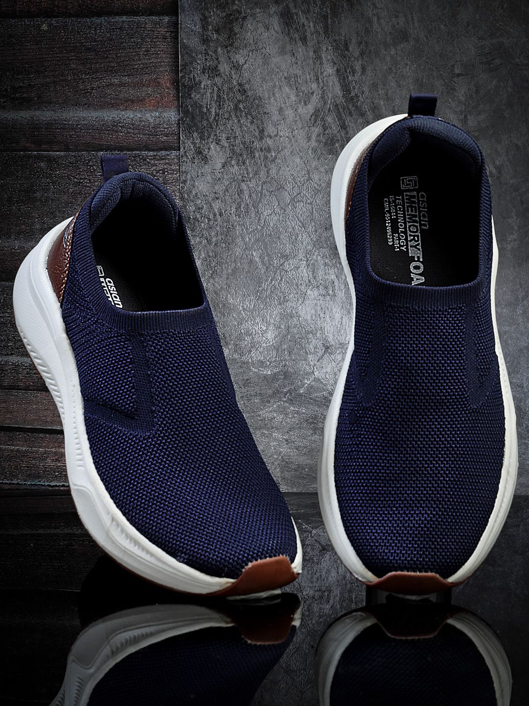 

ASIAN Men Mesh Walking Non-Marking Shoes, Navy blue