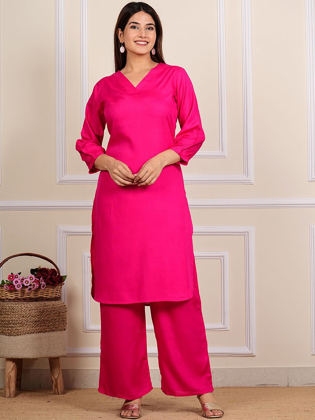 

HEBA A-Line Kurta With Palazzo, Pink