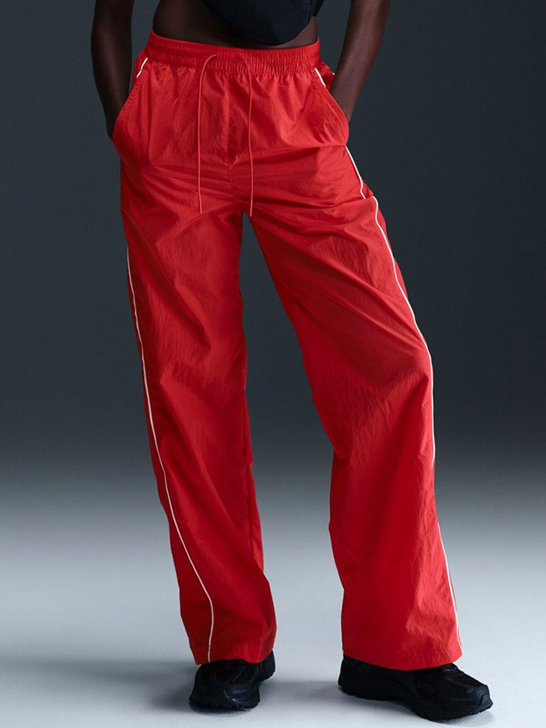 

Nike Women High-Waisted Woven Open-Hem Trousers, Red