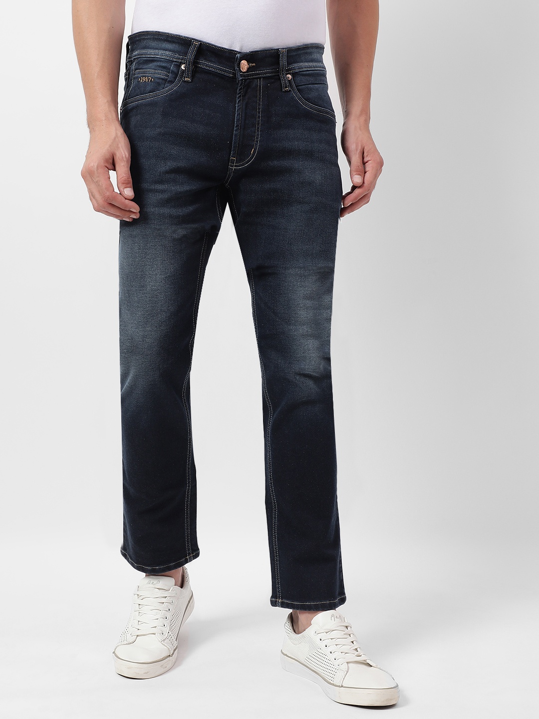

Numero Uno Men Skinny Fit Dark Blue Light Fade Stretchable Jeans