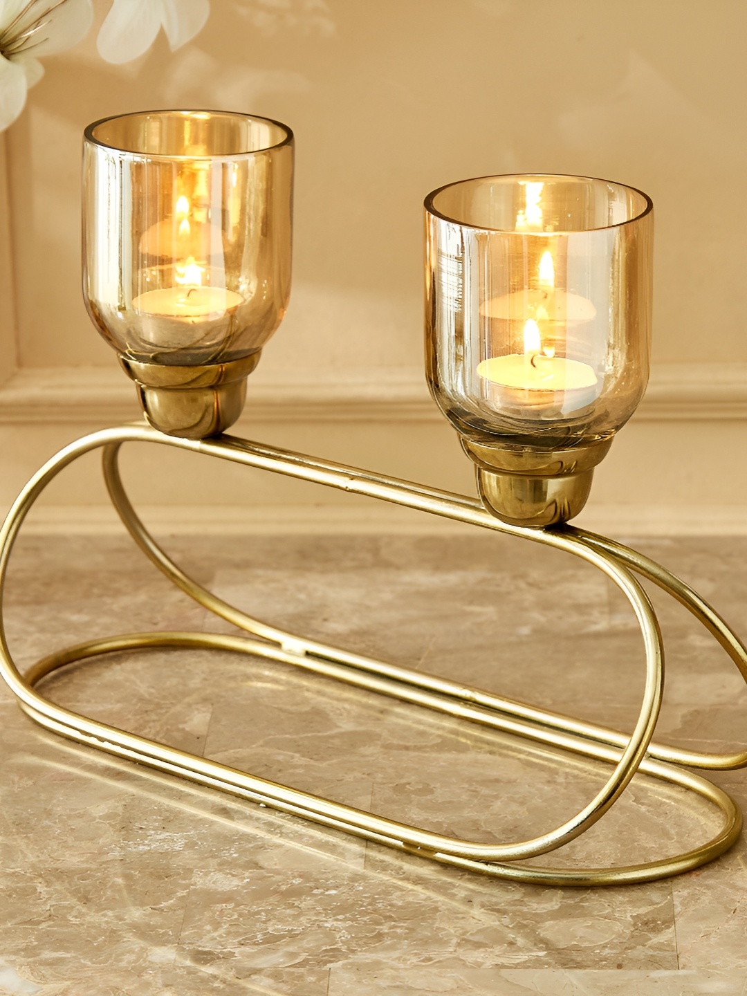 

Home Centre Selena Accord Albus Gold-Toned Candle Metal T-Light Holder