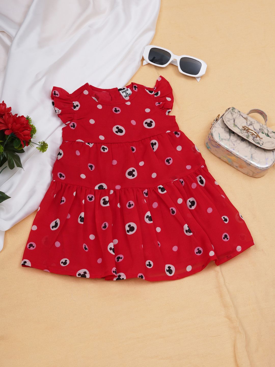 

HERE&NOW Kids Print A-Line Dress, Red