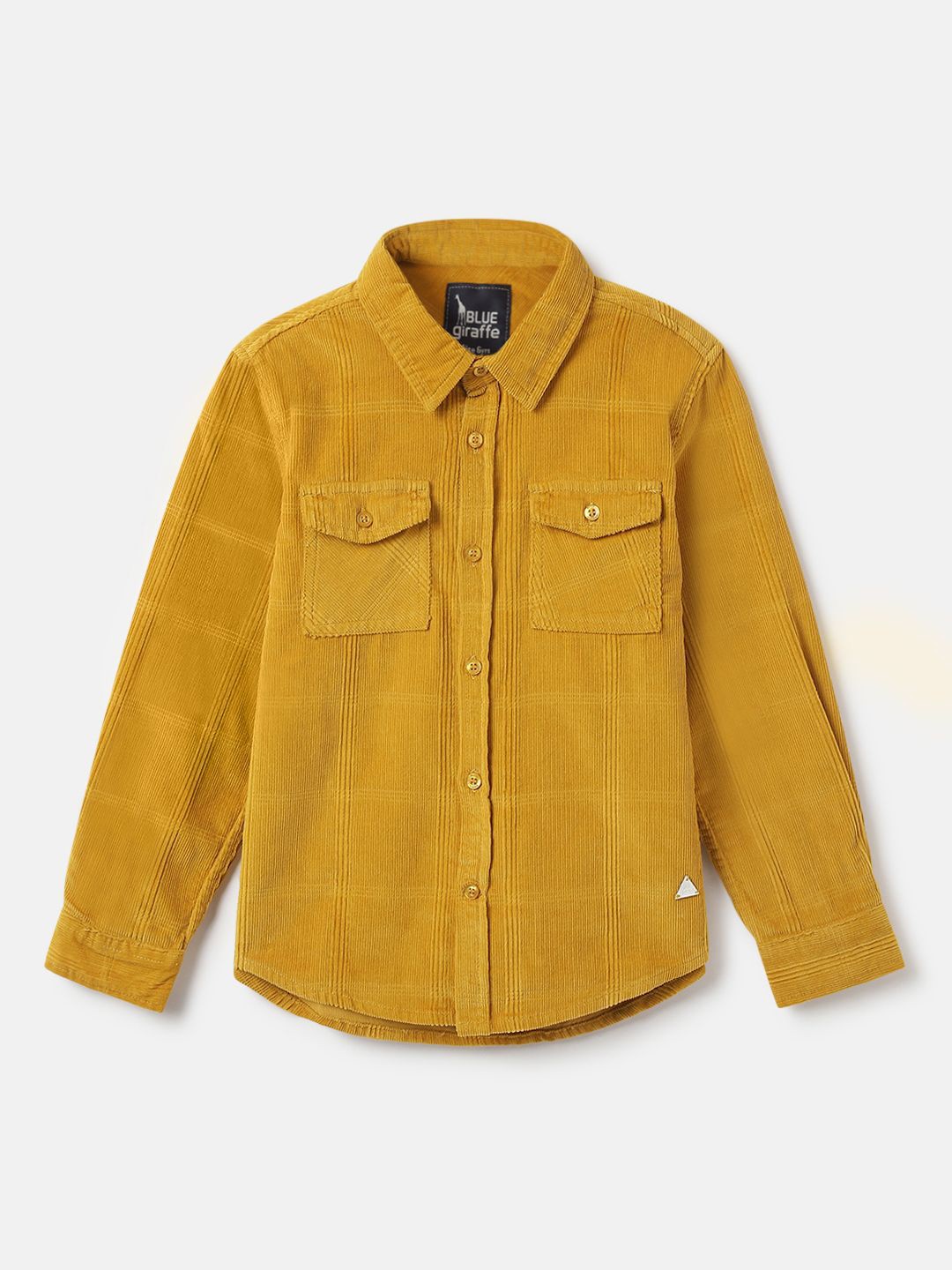 

Blue Giraffe Boys Cutaway Collar Solid Casual Shirt, Mustard