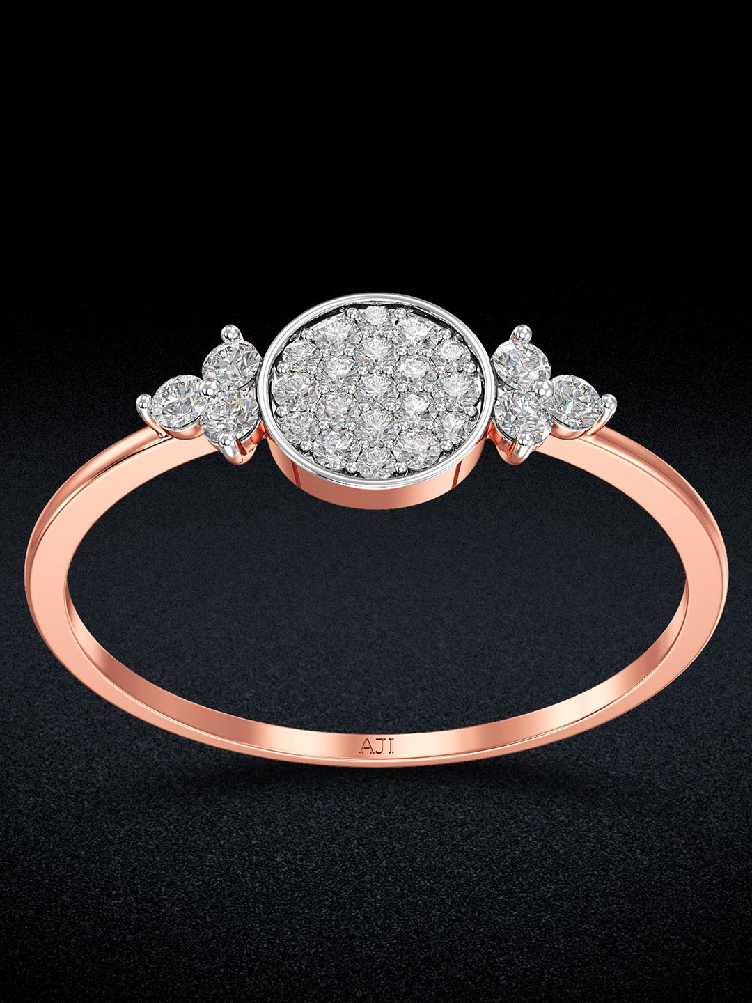 

Joyalukkas 18KT Gold Diamond-Studded Finger Ring, Rose gold